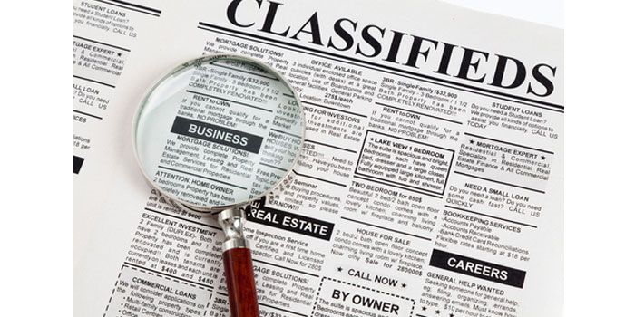 Classified advertising is a form of advertising which is particularly common in newspapers online and other periodicals which may be sold or distributed free of charge